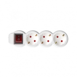 Elosztósor, 3 csatlakozóaljzat, 1,5 m kábelhosszúság, kapcsolóval, HOME, fehér